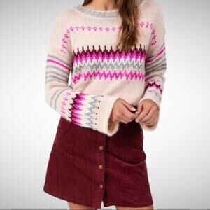Solutions Quincy Feather Fair Isle Sweater size L